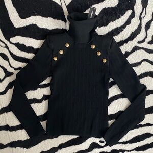 😍Express Black Turtleneck Sweater with Gold Accents XS